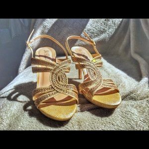 De Blossom Collection Rhinestone Rose Gold Heels